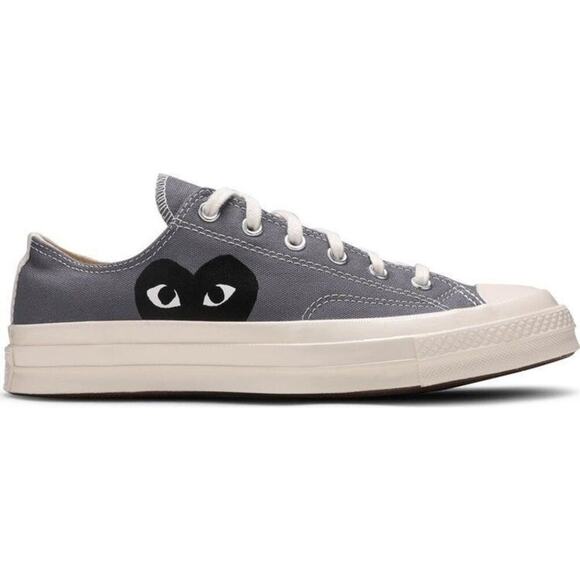 Comme des Garçons Play x Converse Chuck 70 Low Sneakers Gray Black Size 11 - Picture 2 of 11